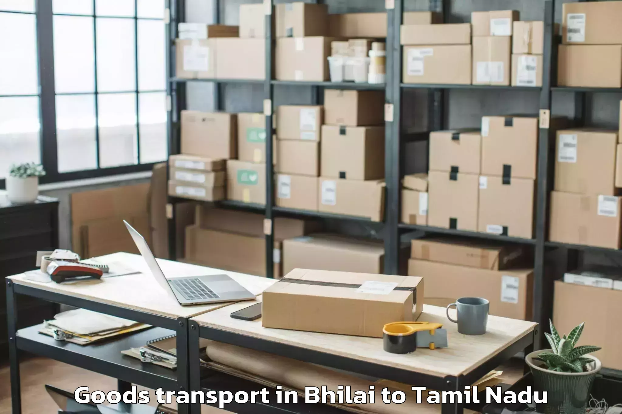 Quality Bhilai to Udumalaippettai Goods Transport